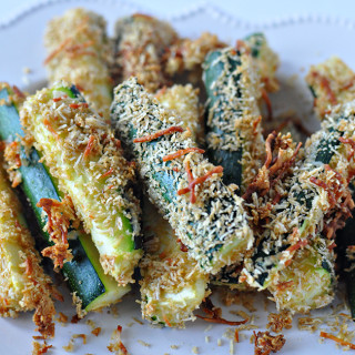 4 Ingredient Baked Zucchini Sticks + Dipping Sauces
