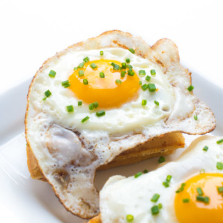 5-Ingredient Cheddar and Chive Waffles with a Fried Egg