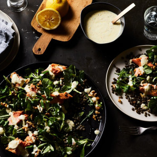 A Hearty Salmon and Lentil Salad Featuring Two Genius Techniques