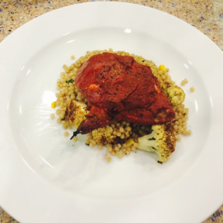Achiote Chicken with Salad of Curried Cauliflower Couscous