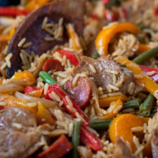 All-in-one spicy pork and rice