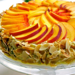 Almond Meringue Cake with Peaches