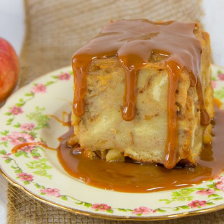 Apple Bread Pudding with Dulce de Leche Sauce