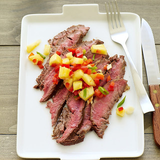 Asian-spiced flank steak with pineapple-pepper salsa