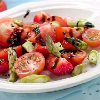 Asparagus and Cherry Tomato Salad with Berries and Melon