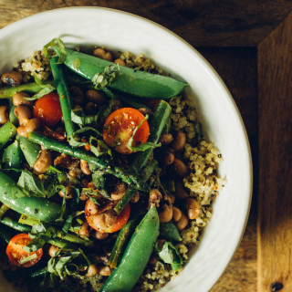 Asparagus and Snow Pea Salad with Black Eyed Peas