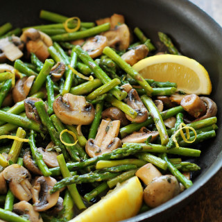 Asparagus and Mushrooms in Lemon Thyme Butter