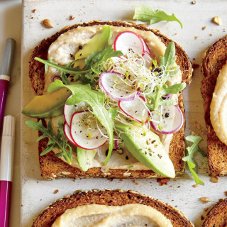 Avocado, Sprout, and Cashew Spread Sandwich
