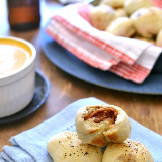 Bacon Bombs with Beer Cheese Dipping Sauce