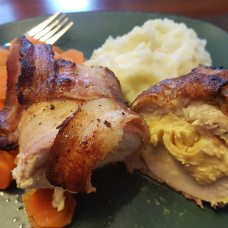 Bacon Wrapped Smoked Gouda Stuffed Chicken