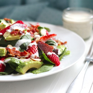 Bacon, Avocado  and  Strawberry Salad with Greek Yogurt Poppyseed Dressing
