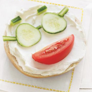 Bagel and Cream Cheese With Tomato and Cucumber