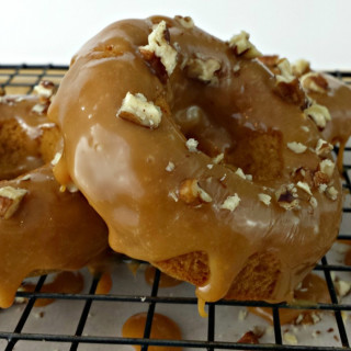 Baked Apple Donuts with a Caramel Walnut Topping