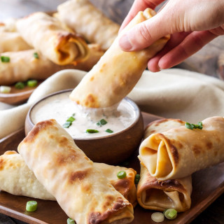 Baked BBQ Chicken Egg Rolls with BBQ Ranch Dipping Sauce