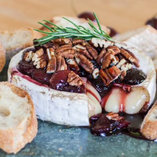 Baked Brie with Honeyed Cherries and Toasted Pecans