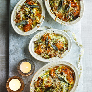 Baked butternut squash, ricotta and spinach
