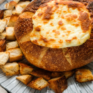 Baked Caramelized Onion Dip Bread Bowl