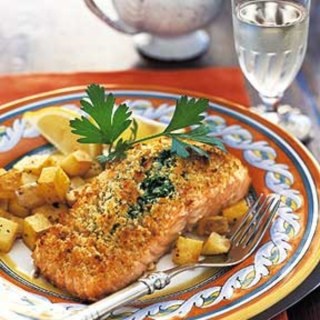 Baked Salmon Stuffed with Mascarpone Spinach