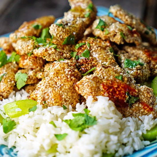 Baked Sesame Chicken with Honey Sauce