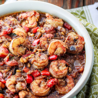 Baked Shrimp Stew in a Mediterranean Chunky Tomato Sauce