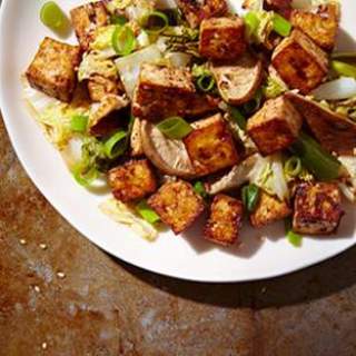 Baked Tofu Stir-Fry with Cabbage and Shiitakes