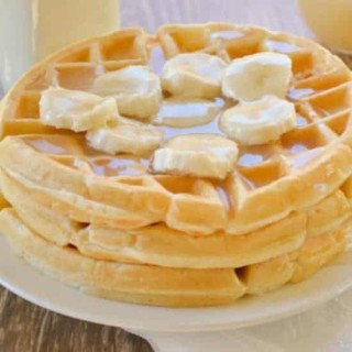 Banana Cream Waffles with Homemade Vanilla Syrup