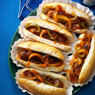 Barbecue Brats and Peppers Recipe