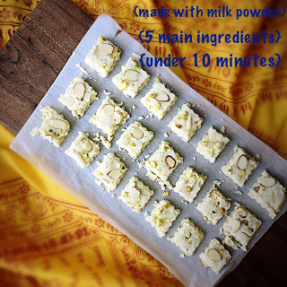 Barfi {Milk Fudge} - 5 Ingredients and Quick to Make with Milk Powder