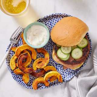 BBQ Beyond Burger™ &amp; Garlic Sour Cream with Roasted Squash