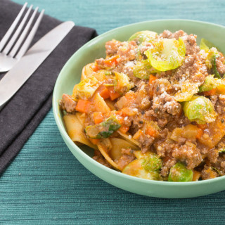Beef Bolognese with Fresh Pappardelle Pasta & Brussels Sprouts