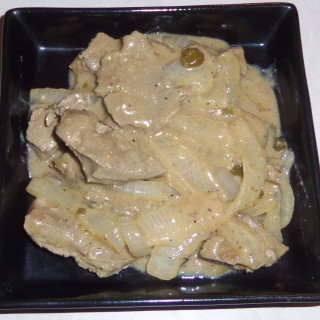 Beef Liver and Onions in mustard relish sauce