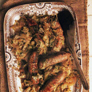 Beer Braised Cabbage and Sausage
