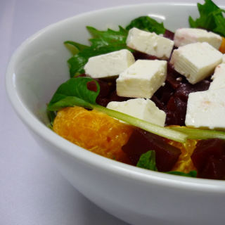 Beetroot and orange salad with goats cheese