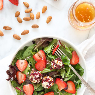 Berry Salad with Almond-Cranberry Crusted Goat Cheese