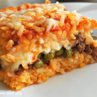 Best Rice Ball Casserole Stuffed with Meat and Peas