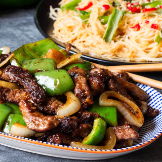 Black Pepper Steak with Chilli Lime Noodles