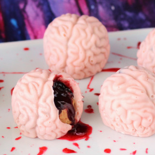 Bleeding PB and J Brains - Peanut Butter Fudge and Jelly Filled Candy Brain