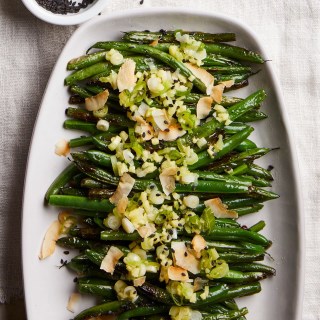 Blistered Green Beans with Coconut, Sesame and Scallion Oil