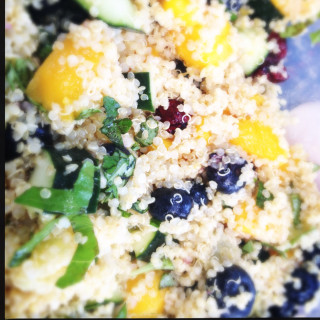 Blueberry Mango Quinoa Salad with Lemon Basil Dressing 