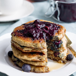 Blueberry Oatmeal Pancakes (Vegan, Gluten Free)