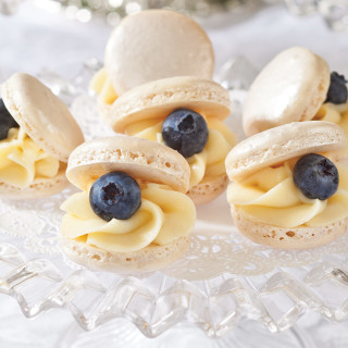 Blueberry-Pearl French Macarons