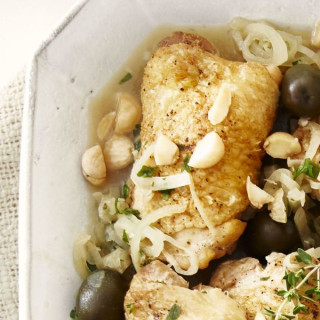 Braised Chicken Thighs with Almonds and Olives
