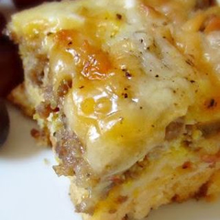 Breakfast Sausage, Egg and Biscuits Casserole
