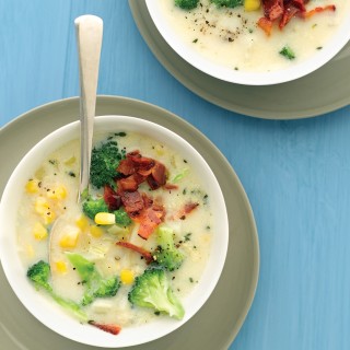 Broccoli Chowder with Corn and Bacon