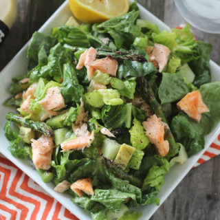 Broiled Salmon and Asparagus Caesar Salad