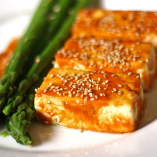 Broiled Tofu with Miso Glaze and Asparagus