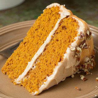 Browned Butter Pumpkin Cake with Salted Caramel Frosting