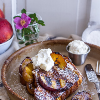 Brown Sugar + Kahlúa Grilled Peaches and Cream French Toast