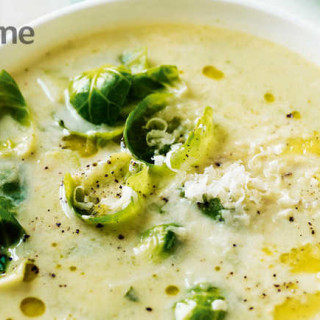 Brussels sprout and cheddar soup