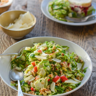 Brussels Sprout Salad with Apples, Walnuts & Parmesan
